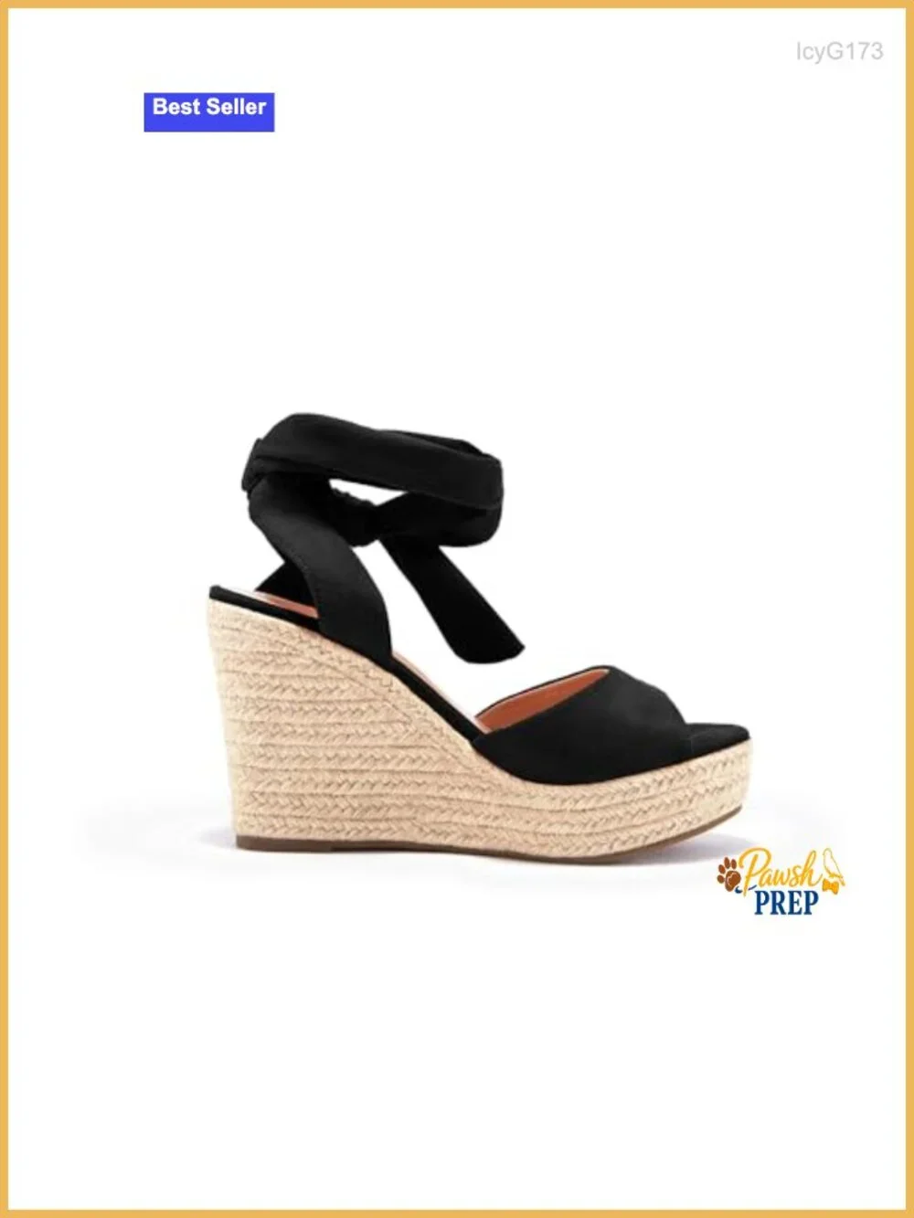 Open Toe Espadrille Wedge Heels with Ankle Strap & Buckle